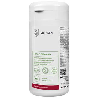 Medisept Velox Wipes NA, bezalkoholowe chusteczki do mycia i dezynfekcji powierzchni, 100 sztuk - zdjęcie produktu