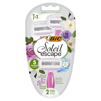BIC Soleil Escape, maszynka do golenia dla kobiet, jednorazowa, pięcioostrzowa, Rose & Magnolia, 2 sztuki - zdjęcie produktu