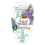 BIC Soleil Escape, maszynka do golenia dla kobiet, jednorazowa, trzyostrzowa, Lavender & Eucalyptus, 3 sztuki - miniaturka zdjęcia produktu