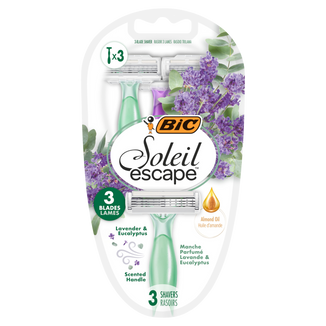 BIC Soleil Escape, maszynka do golenia dla kobiet, jednorazowa, trzyostrzowa, Lavender & Eucalyptus, 2 sztuki - zdjęcie produktu