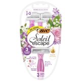 BIC Soleil Escape, maszynka do golenia dla kobiet, jednorazowa, trzyostrzowa, Lily of the Valley & Rose, 3 sztuki - miniaturka zdjęcia produktu