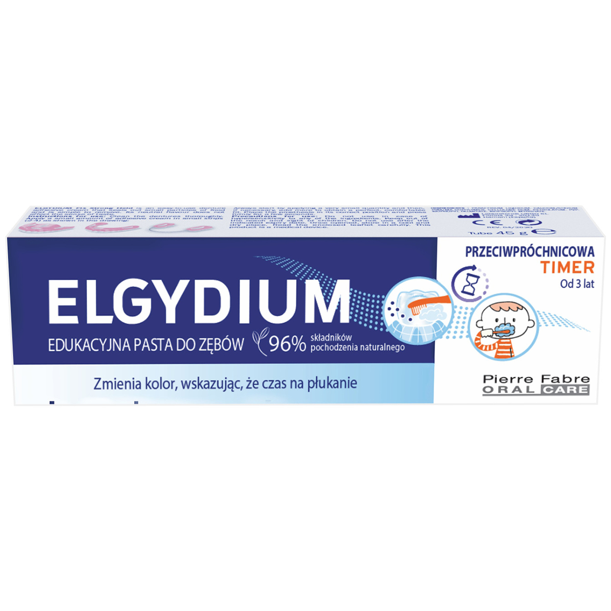 Elgydium Elgydium Timer, edukacyjna pasta do zębów zmieniająca kolor, przeciwpróchnicowa, od 3 lat, 50 ml — Inhaltsstoffe und Bewertung
