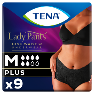 Tena Lady Pants Noir, majtki chłonne, rozmiar M, 75-105 cm, Plus, 9 sztuk - zdjęcie produktu