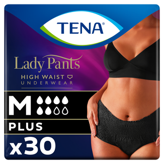 Tena Lady Pants Noir, majtki chłonne, rozmiar M, 75-105 cm, Plus, 30 sztuk - zdjęcie produktu