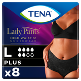 Tena Lady Pants Noir, majtki chłonne, rozmiar L, 95-130 cm, Plus, 8 sztuk - miniaturka zdjęcia produktu