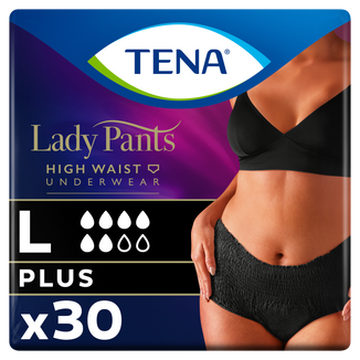 Tena Lady Pants Noir, majtki chłonne, rozmiar L, 95-130 cm, Plus, 30 sztuk - zdjęcie produktu
