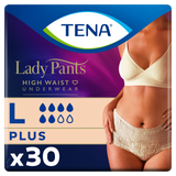 Tena Lady Pants Creme Plus, majtki chłonne, rozmiar L, 95-130 cm, 30 sztuk USZKODZONE OPAKOWANIE - miniaturka zdjęcia produktu