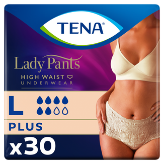 Tena Lady Pants Creme Plus, majtki chłonne, rozmiar L, 95-130 cm, 30 sztuk USZKODZONE OPAKOWANIE Tena Lady Pants Creme Plus, majtki chłonne, rozmiar L, 95-130 cm, 30 sztuk USZKODZONE OPAKOWANIE - zdjęcie produktu