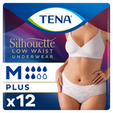 Tena Silhouette Plus White, dyskretne majtki chłonne dla kobiet, rozmiar M, 12 sztuk - miniaturka zdjęcia produktu