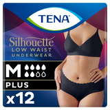 Tena Silhouette Plus Black, dyskretne majtki chłonne dla kobiet, rozmiar M, 12 sztuk - miniaturka zdjęcia produktu