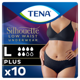 Tena Silhouette Plus Black, dyskretne majtki chłonne dla kobiet, rozmiar L, 10 sztuk - miniaturka zdjęcia produktu