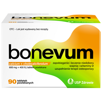 Bonevum 600 mg + 400 I.U., 90 tabletek powlekanych USZKODZONE OPAKOWANIE Bonevum 600 mg + 400 I.U., 90 tabletek powlekanych USZKODZONE OPAKOWANIE - zdjęcie produktu