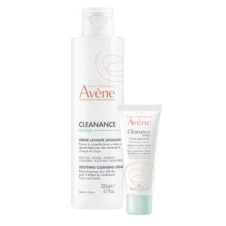 Zestaw Avene Cleanance Hydra, krem oczyszczający i łagodzący do twarzy i ciała po zabiegach farmakologicznych, 200 ml + krem łagodzący do twarzy i ciała, 40 ml - zdjęcie produktu