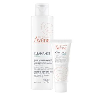 Zestaw Avene Cleanance Hydra, krem oczyszczający i łagodzący do twarzy i ciała po zabiegach farmakologicznych, 200 ml + krem łagodzący do twarzy i ciała, 40 ml - zdjęcie produktu