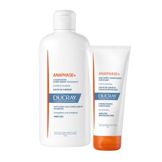 Zestaw Ducray Anaphase+, wzmacniająca odżywka do włosów, ułatwia rozczesywanie, 200 ml + szampon przeciw wypadaniu włosów, wzmacnia i dodaje objętości, 400 ml - zdjęcie produktu