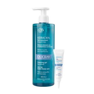 Zestaw Ducray Keracnyl, żel pieniący do twarzy i ciała, 400 ml + krem przeciw niedoskonałościom, 30 ml - zdjęcie produktu
