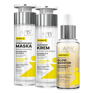 Zestaw Apis Ceramide Power, odbudowująca maska na noc, 50 ml + odżywczy krem na dzień, 50 ml + odżywczy glow booster, 30 ml - zdjęcie produktu