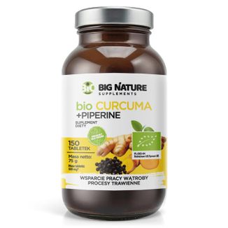Big Nature Bio Curcuma + Piperine, 150 tabletek - zdjęcie produktu