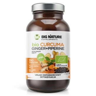 Big Nature Bio Curcuma Ginger + Piperine, 150 tabletek - zdjęcie produktu