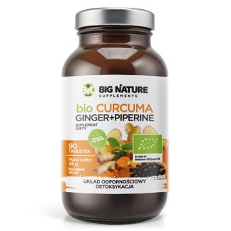 Big Nature Bio Curcuma Ginger + Piperine, 90 tabletek - zdjęcie produktu