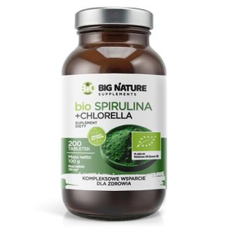 Big Nature Bio Spirulina + Chlorella, 200 tabletek - zdjęcie produktu