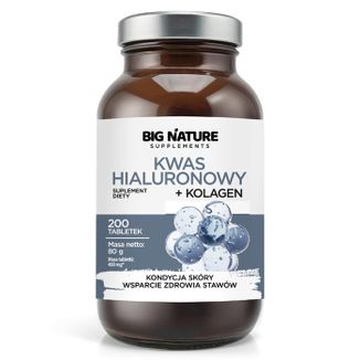 Big Nature Kwas hialuronowy + Kolagen, 200 tabletek - zdjęcie produktu