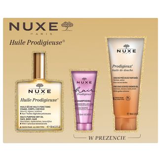 Zestaw Nuxe Huile Prodigieuse, suchy olejek, 100 ml + szampon, 30 ml + olejek pod prysznic, 100 ml - zdjęcie produktu
