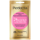 Perfecta 24K Gold & Rose Oil, rozświetlająca maska przeciwzmarszczkowa, 8 ml - miniaturka zdjęcia produktu