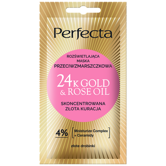 Perfecta 24K Gold & Rose Oil, rozświetlająca maska przeciwzmarszczkowa, 8 ml - zdjęcie produktu