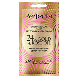 Perfecta 24K Gold & Rose Oil, silnie regenerująca maska przeciwzmarszczkowa, 8 ml - zdjęcie produktu