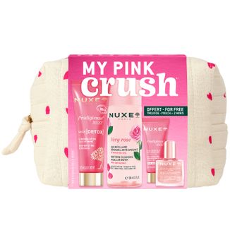 Zestaw Nuxe My Pink Crush, maska, 75 ml + woda micelarna, 100 ml + krem, 15 ml + Or Florale suchy olejek, 10 ml + kosmetyczka - zdjęcie produktu
