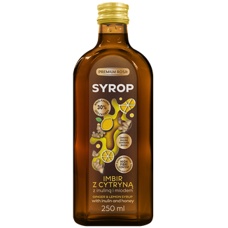 Premium Rosa Syrop Imbir z cytryną z inuliną i miodem, 250 ml KRÓTKA DATA - zdjęcie produktu