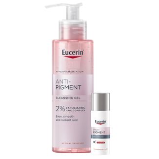 Zestaw Eucerin Anti-Pigment, krem na przebarwienia do twarzy na noc z Thiamidolem, 50 ml + żel oczyszczający do twarzy ze złuszczającymi kwasami AHA 2%, 400 ml - zdjęcie produktu