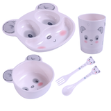 Bocioland, zestaw naczyń dla dzieci z melaminy, panda, 5 elementów - miniaturka zdjęcia produktu