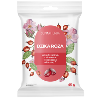 SEMA Herba Ziołowe cukierki z dziką różą i witaminą C, 60 g - zdjęcie produktu