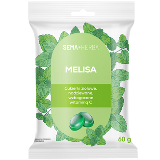 SEMA Herba Ziołowe cukierki z melisą i witaminą C, 60 g SEMA Herba Ziołowe cukierki z melisą i witaminą C, 60 g - zdjęcie produktu