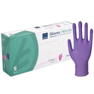 Abena, rękawice nitrylowe, niejałowe, bezpudrowe, fioletowe, rozmiar S, 100 sztuk - zdjęcie produktu