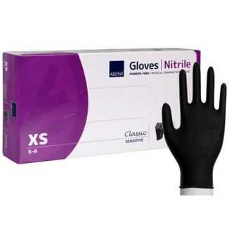 Abena, rękawice nitrylowe, niejałowe, bezpudrowe, czarne, rozmiar XS, 100 sztuk - zdjęcie produktu