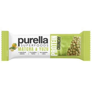 Purella Superfoods Protein Crunchy, baton proteinowy, matcha & yuzu, 45 g - zdjęcie produktu