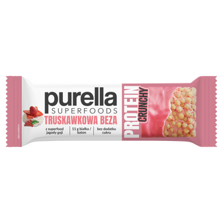 Purella Superfoods Protein Crunchy, baton proteinowy, beza truskawkowa, 45 g KRÓTKA DATA - zdjęcie produktu