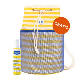 Mustela Sun Bebe Enfant-Famille, spray przeciwsłoneczny do twarzy i ciała, SPF 50, 200 ml + plecak plażowy gratis - zdjęcie produktu