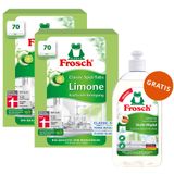 Zestaw Frosch, tabletki do zmywarek, Classic, limonkowe, 2 x 70 sztuk + płyn do mycia naczyń, migdałowy, 500 ml gratis - miniaturka zdjęcia produktu