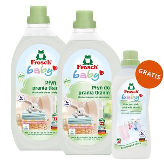 Zestaw Frosch Baby, płyn do prania ubranek dziecięcych, 2 x 1500 ml + koncentrat do płukania ubranek dziecięcych, 750 ml gratis - zdjęcie produktu