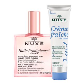 Zestaw Nuxe Huile Prodigieuse Florale, suchy olejek do ciała, twarzy i włosów, 100 ml + krem nawilżający 3w1, 100 ml - zdjęcie produktu