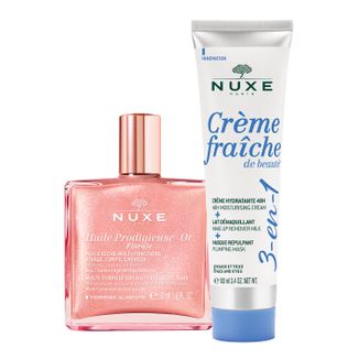 Zestaw Nuxe Huile Prodigieuse Florale, suchy olejek ze złotymi drobinkami do ciała, twarzy i włosów, 50 ml + krem nawilżający 3w1, 100 ml - zdjęcie produktu
