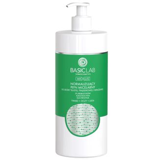 BasicLab Micellis, normalizujący płyn micelarny do skóry tłustej, trądzikowej i wrażliwej, 500 ml - zdjęcie produktu