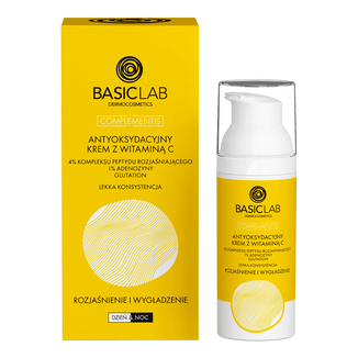 BasicLab Complementis, antyoksydacyjny krem z witaminą C, rozjaśnienie i wygładzenie, lekka konsystencja, 50 ml - zdjęcie produktu