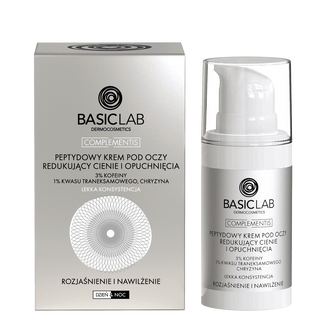 BasicLab Complementis, peptydowy krem pod oczy redukujący cienie i opuchnięcia, rozjaśnienie i nawilżenie, lekka konsystencja, 15 ml - zdjęcie produktu