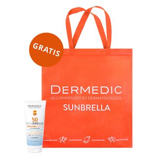 Dermedic Sunbrella Baby, mleczko ochronne dla dzieci od 1 miesiąca, do twarzy i ciała, skóra wrażliwa, SPF 50, 100 ml + torba gratis - zdjęcie produktu