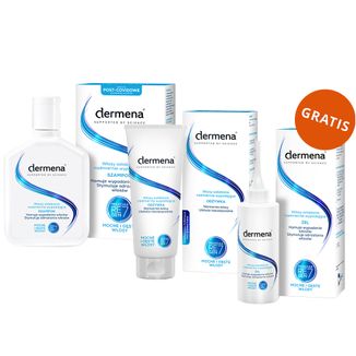 Zestaw Dermena Hair Care, szampon zapobiegający wypadaniu włosów, 200 ml + odżywka wzmacniająca do włosów, 200 ml + żel hamujący wypadanie włosów, 150 ml gratis - zdjęcie produktu